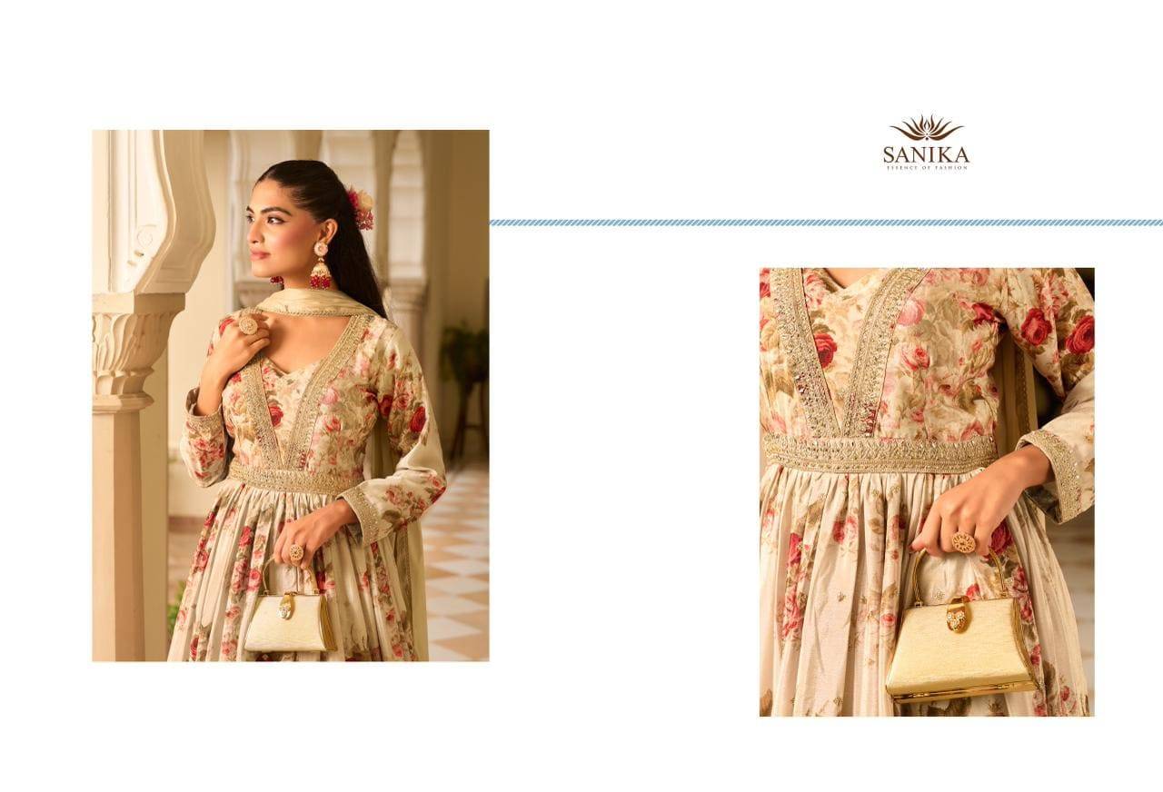 JAGMAG by sanika fashion 2001 to 2003 Series Designer Stylish Fancy Colorful Beautiful Party Wear & Ethnic Wear Collection Chinnon Gowns With Dupatta At Wholesale Price